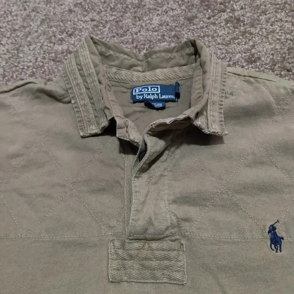 Vintage Polo Ralph Lauren Mens 1/4 Button Sweater‎ Mens XL Quilted Chest *Rare.